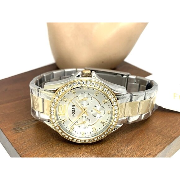 Fossil Women's Watch ES3204 Riley Quartz Two Tone Stainless Steel Gemmed 38mm - Picture 9 of 15